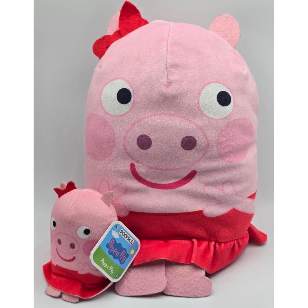 Peppa Pig Podpals Plush Stuffed Animal Pink Large and Small Set of 2